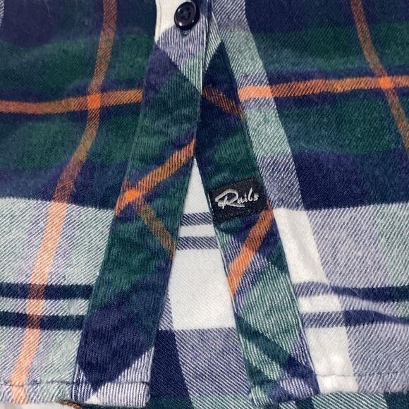 Rails Ellson Wm’s Sz Sm Blue Green Orange Soft Flannel Button Down Top Shirt - Picture 5 of 7